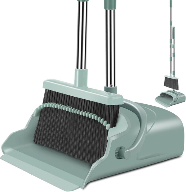 Kelamayi Large Broom & Dustpan Set with Long Handle (Green)