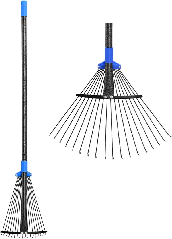 Adjustable Metal Leaf Rake 8-17" – Heavy Duty Garden Tool