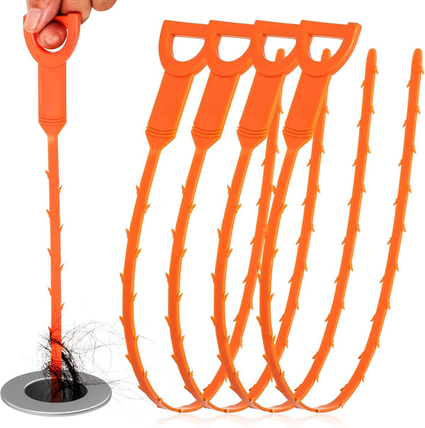 4-Pack 20" Flexible Drain Snake for Sink, Shower & Toilet Cleaning